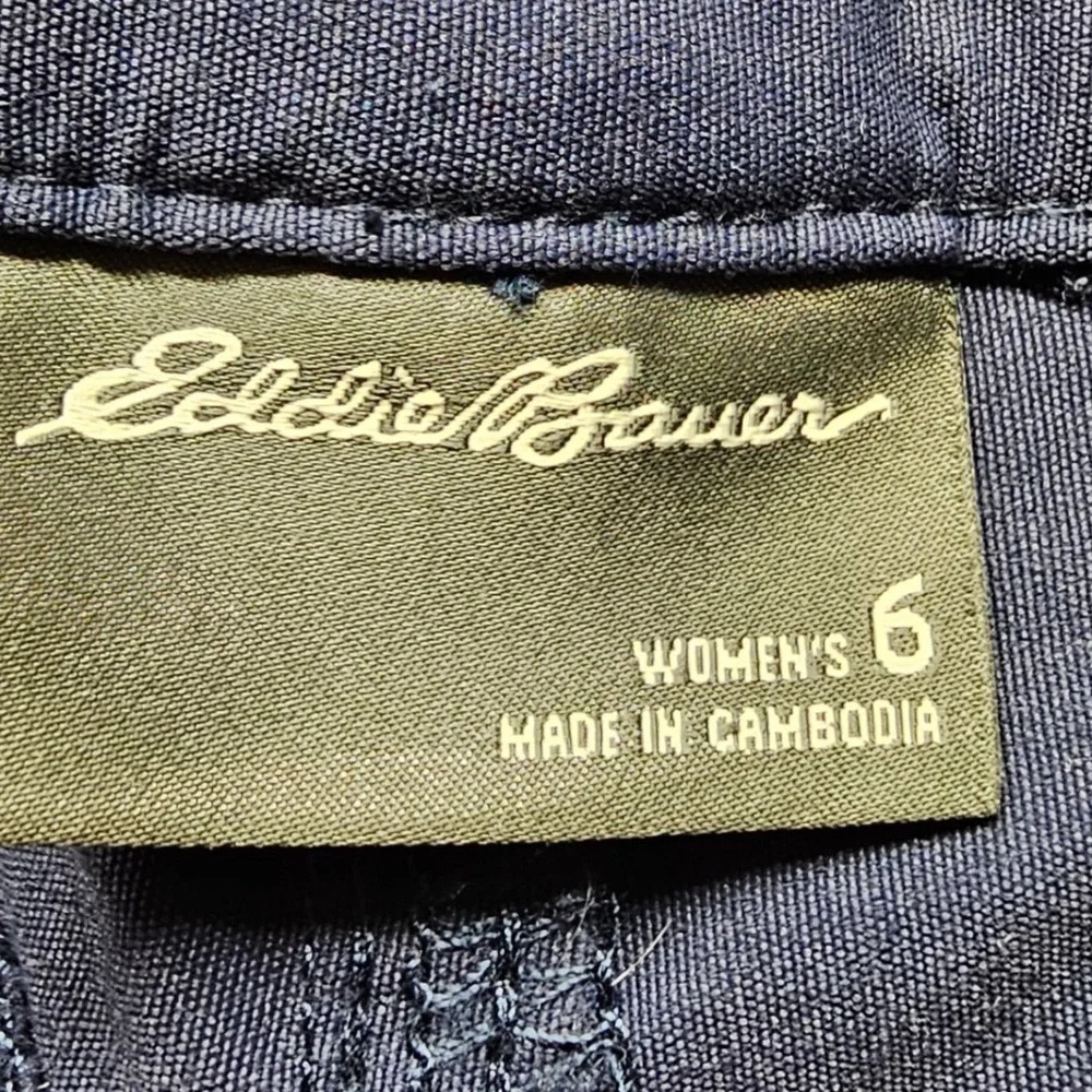 Eddie Bauer Tech Capri Women 6 Navy Blue Outdoor Hiking Stretch Pants C1361054